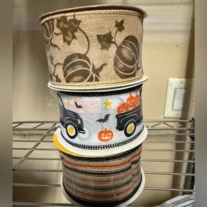 3 Rolls Wired Pumpkins Ribbon 2.5" x 15' each